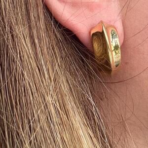 Vintage Authentic YSL Yves Saint Laurent Gold Tone Clip-On Earrings